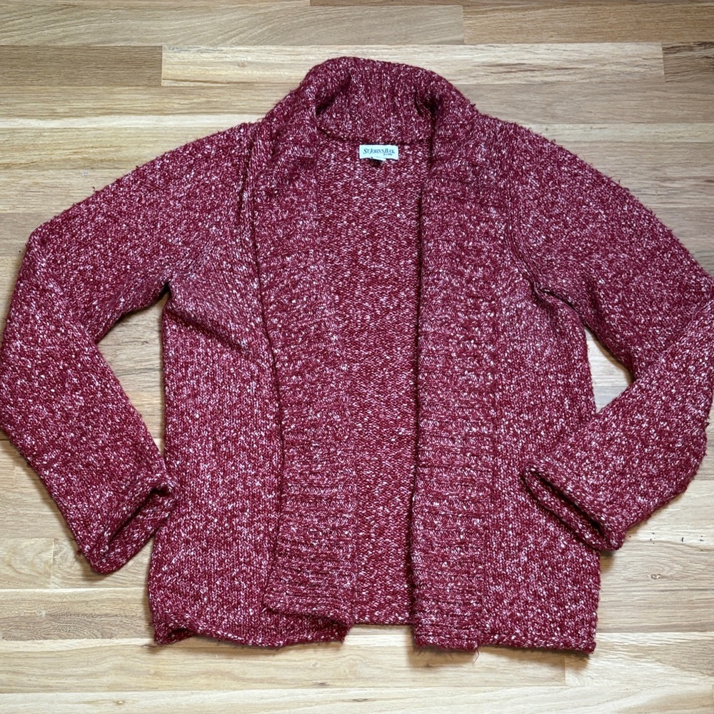 St. John’s Bay Burgundy Knit Long Sleeve Cardigan Women’s L